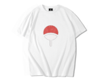 T-shirt oversize blanc en coton premium avec motif minimaliste éventail rouge texturé effet usé au centre de la poitrine