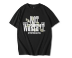 T-shirt oversize premium noir avec grand texte NOT WORTH IT en blanc, design billets de banque et message Not everything has a price
