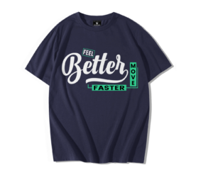 T-shirt oversize Better Days bleu marine, face avant imprimé motivant feel better move faster, style streetwear tendance.